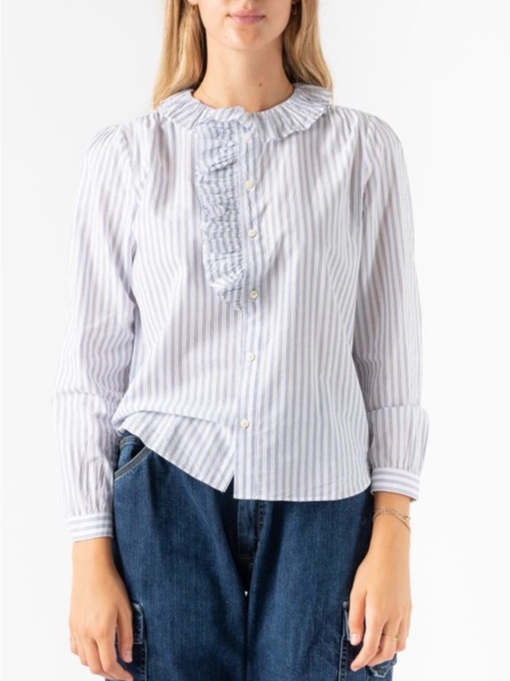 ALEX MILL LILLE SHIRT BLUE & WHITE STRIPE Blouse